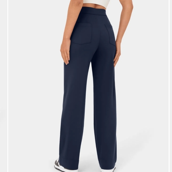 Halara High Waisted Button Multiple Pockets Straight Leg Casual Pants XS Blue - Picture 2 of 8